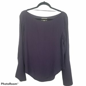 *Cloth & Stone Gray Purple Stripe Trumpet Sleeve Blouse Peasant Flowy Small